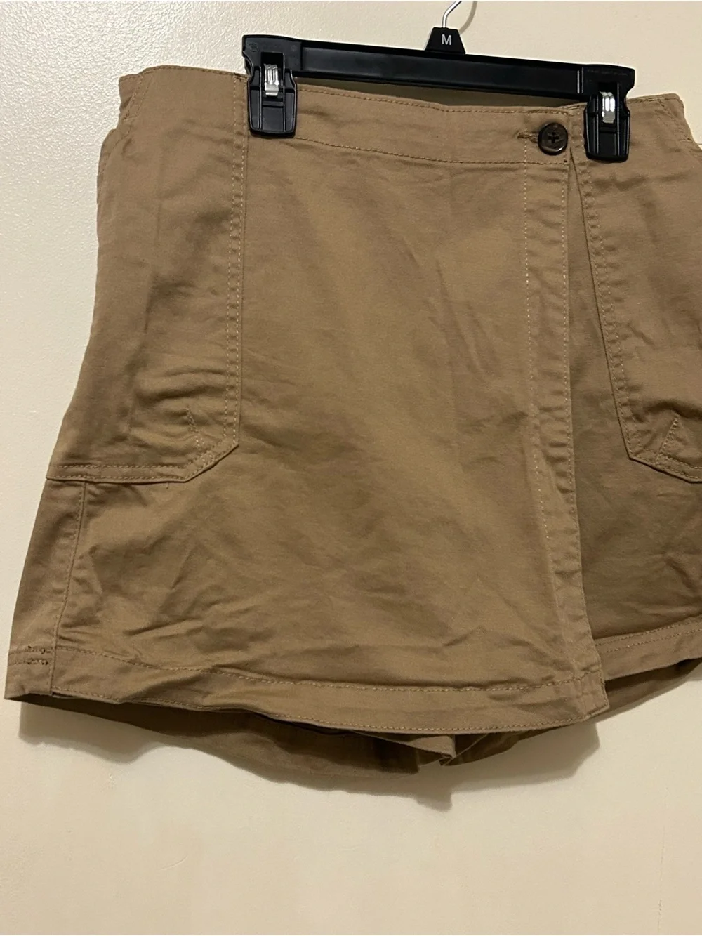 Nine West Tan Utility Skort with Patch Pockets Cotton Spandex Sz S Elastic waist